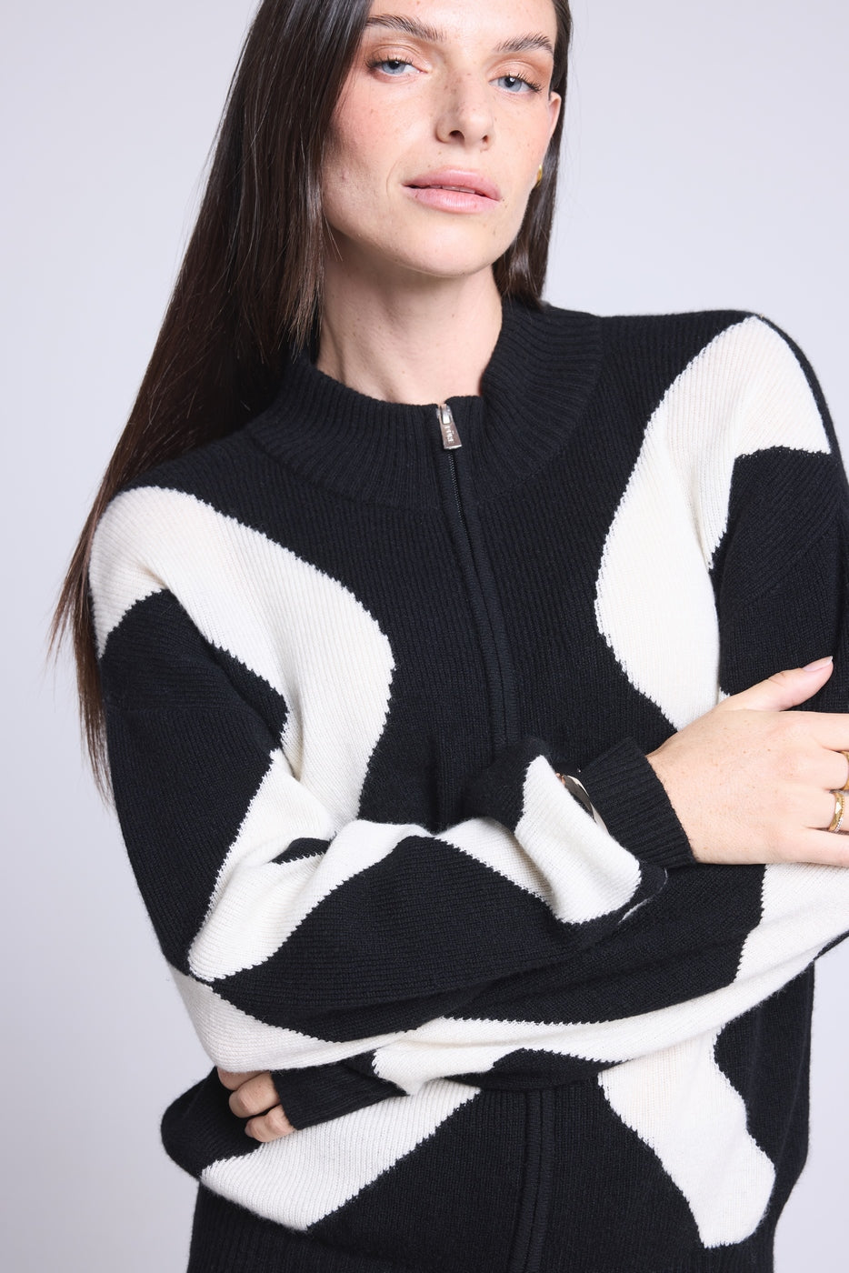 Veste Zipee Graphique Magali - Noir Et Blanc - Femme