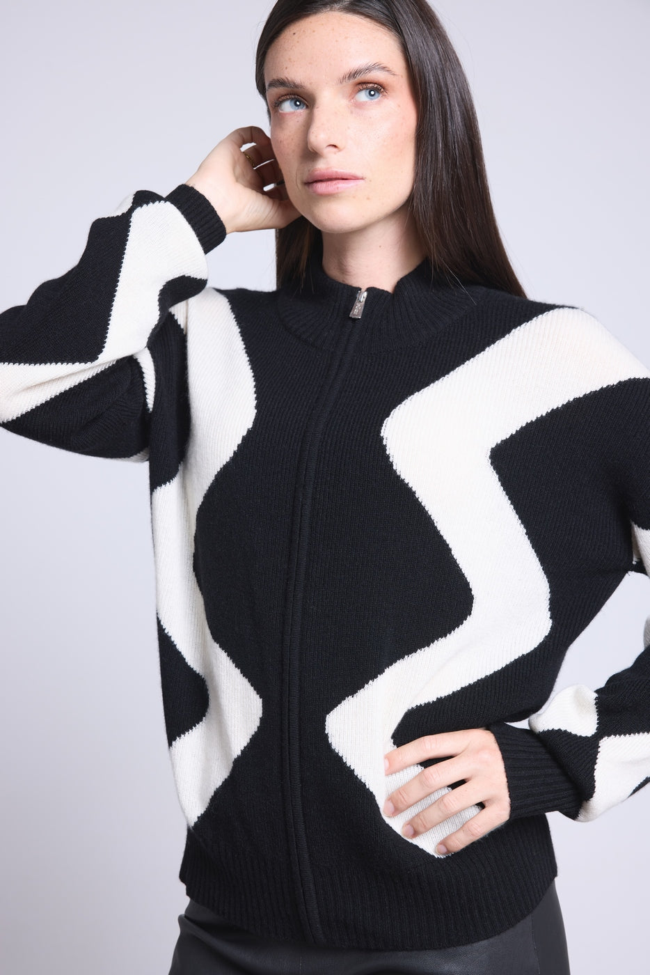 Veste Zipee Graphique Magali - Noir Et Blanc - Femme
