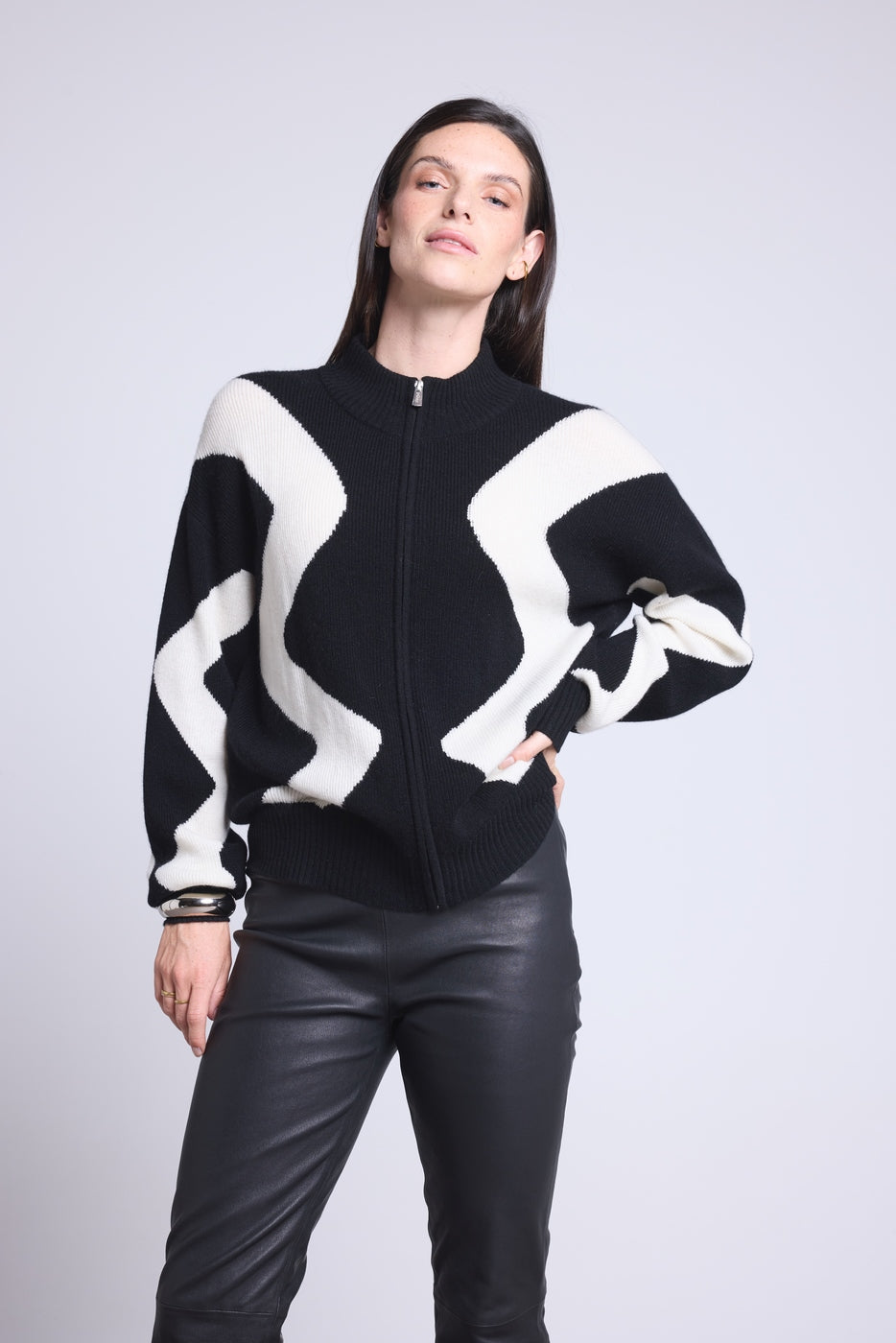 Veste Zipee Graphique Magali - Noir Et Blanc - Femme