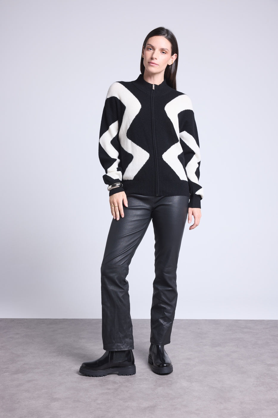Veste Zipee Graphique Magali - Noir Et Blanc - Femme