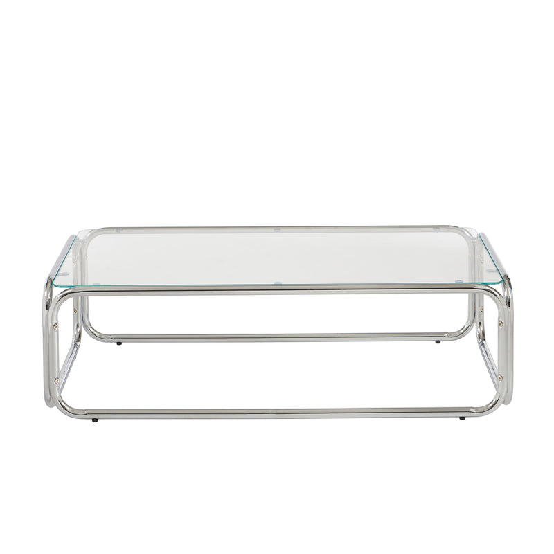 Table Basse Maggy Verre Trempé Transparent Et Structure En Chrome