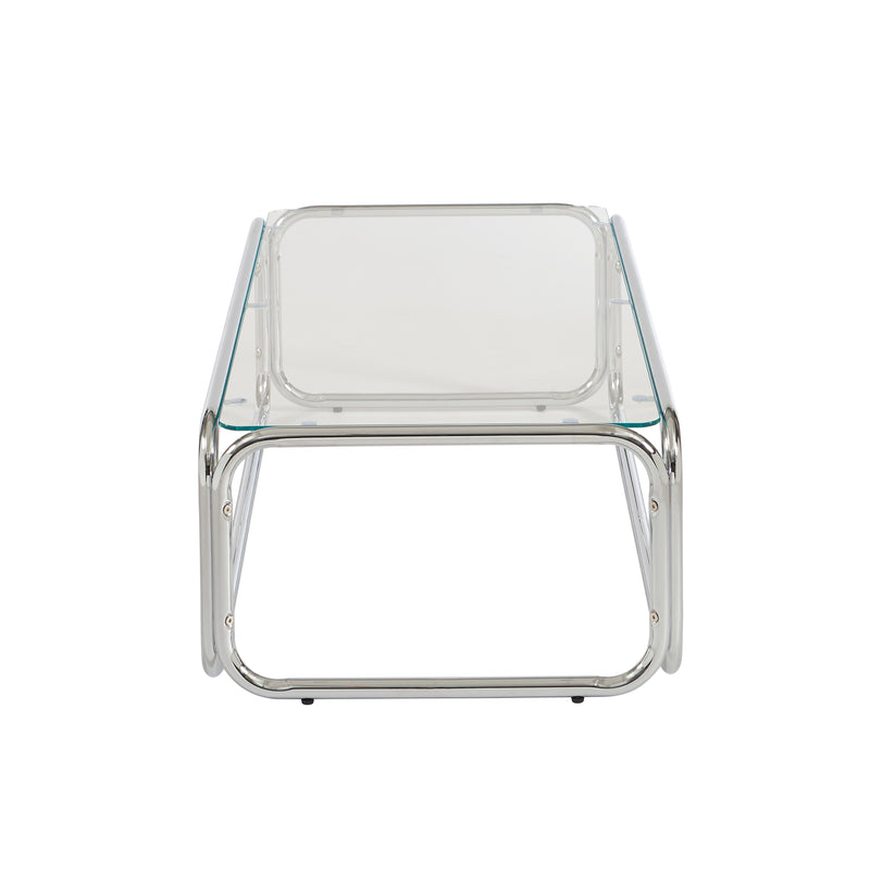 Table Basse Maggy Verre Trempé Transparent Et Structure En Chrome