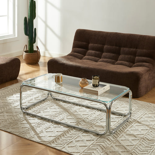 Table Basse Maggy Verre Trempé Transparent Et Structure En Chrome