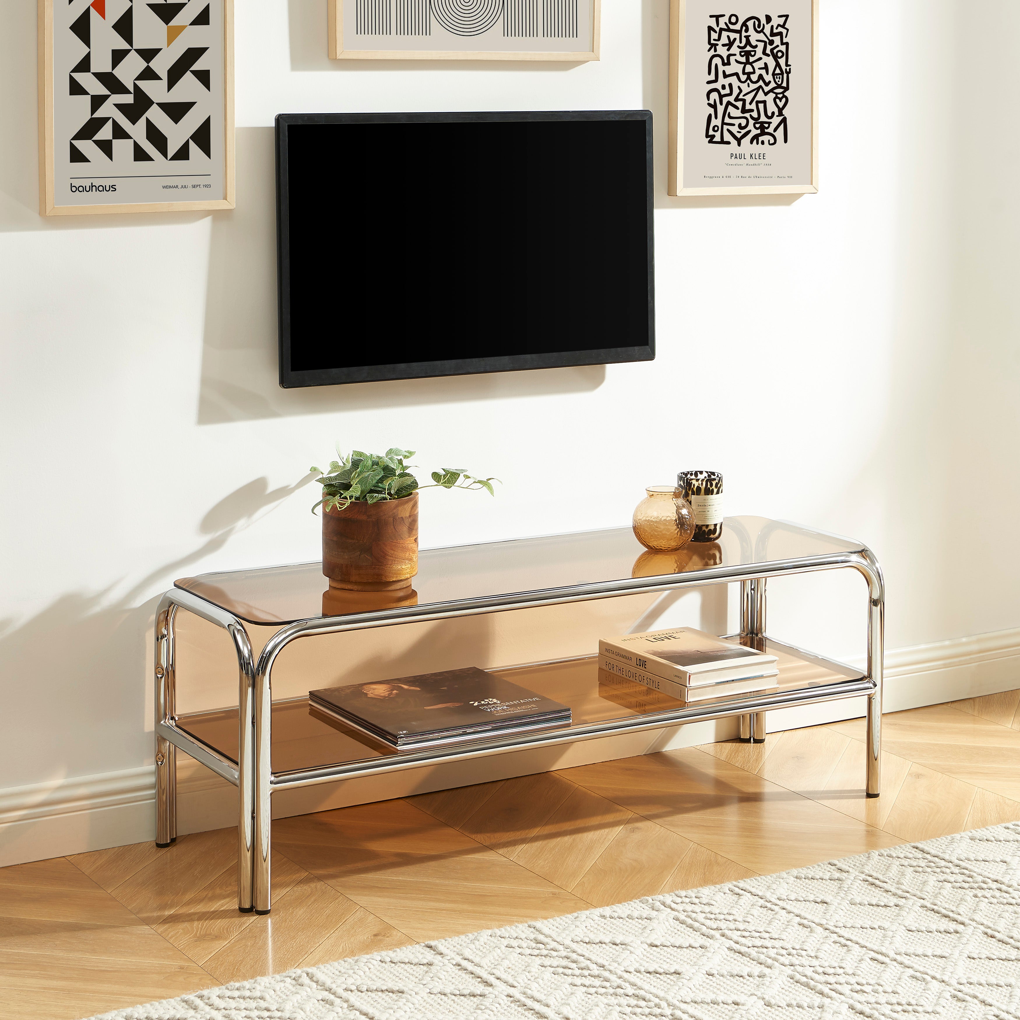 Maggy - Mueble de TV - Cristal templado - Naranja