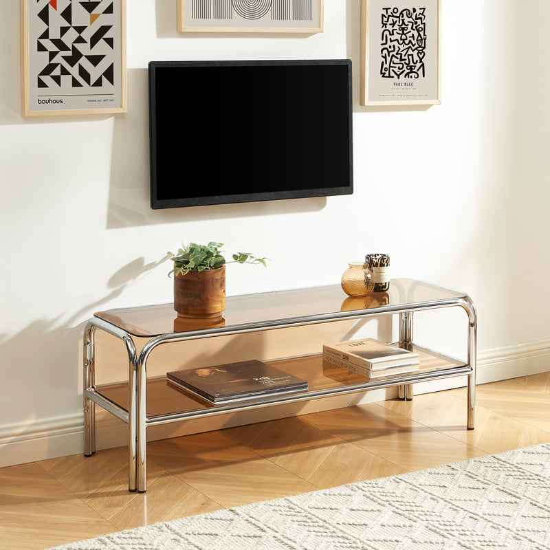 Meuble TV Maggy - Verre Trempé Orange Foncé - 120cm