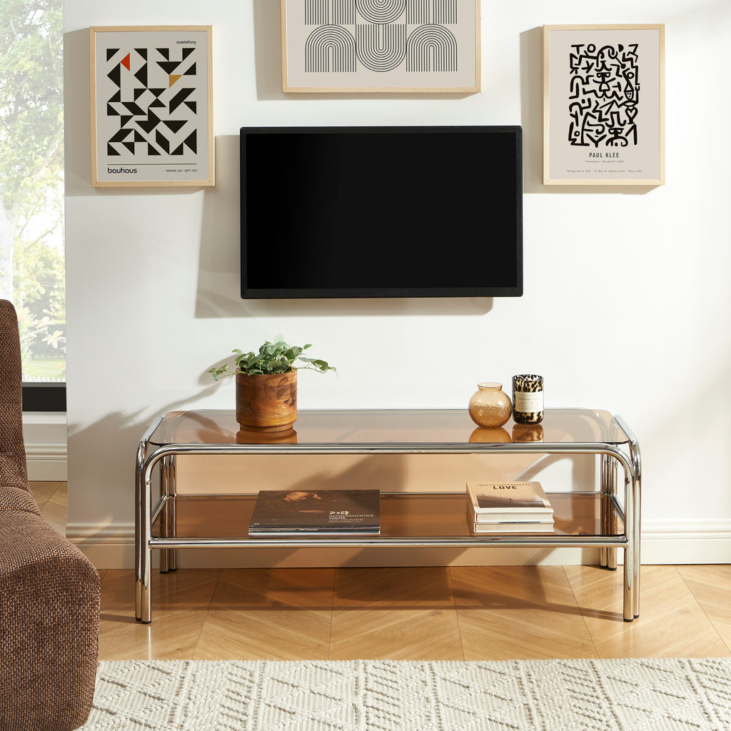 Maggy - Mueble de TV - Cristal templado - Naranja