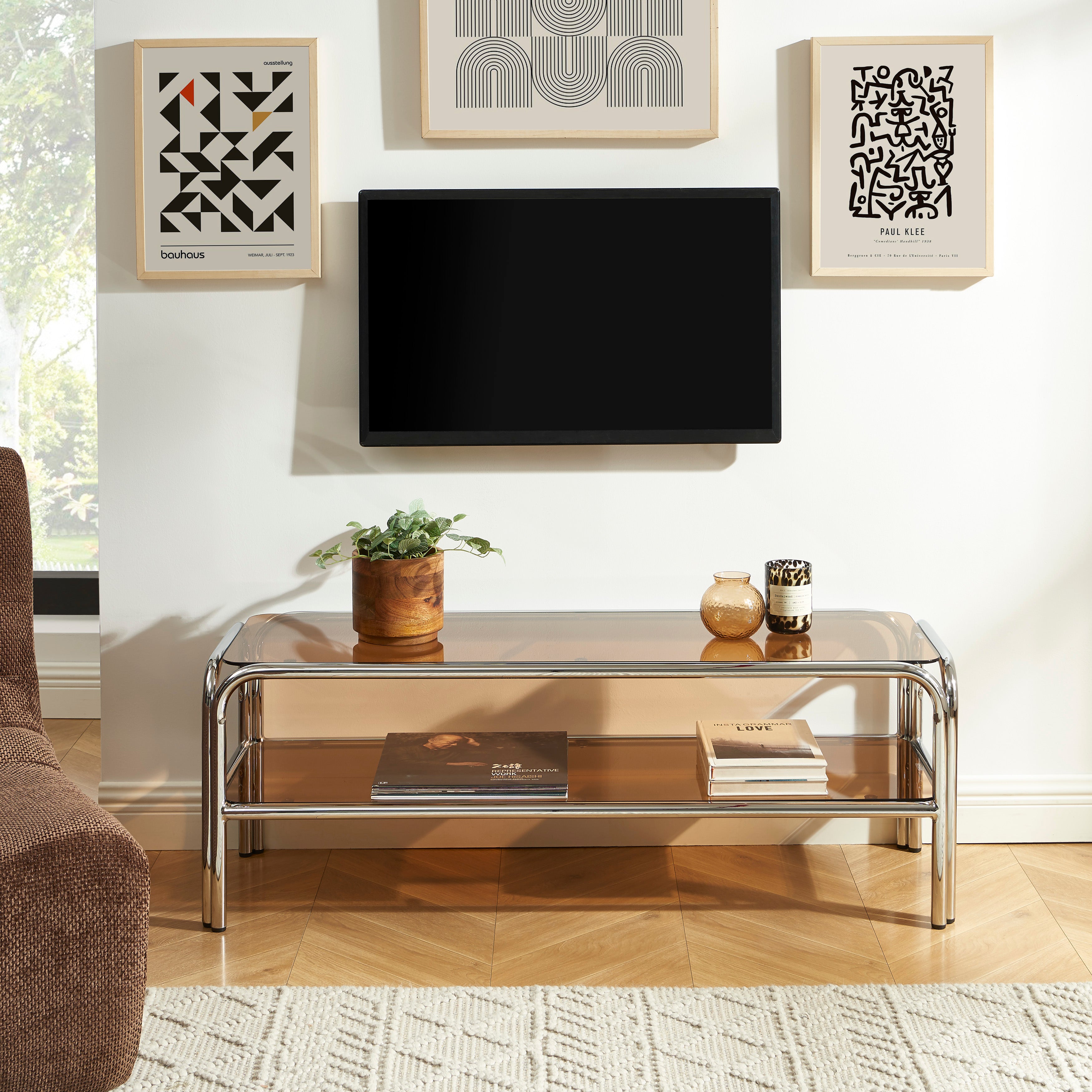 Maggy - Mueble de TV - Cristal templado - Naranja
