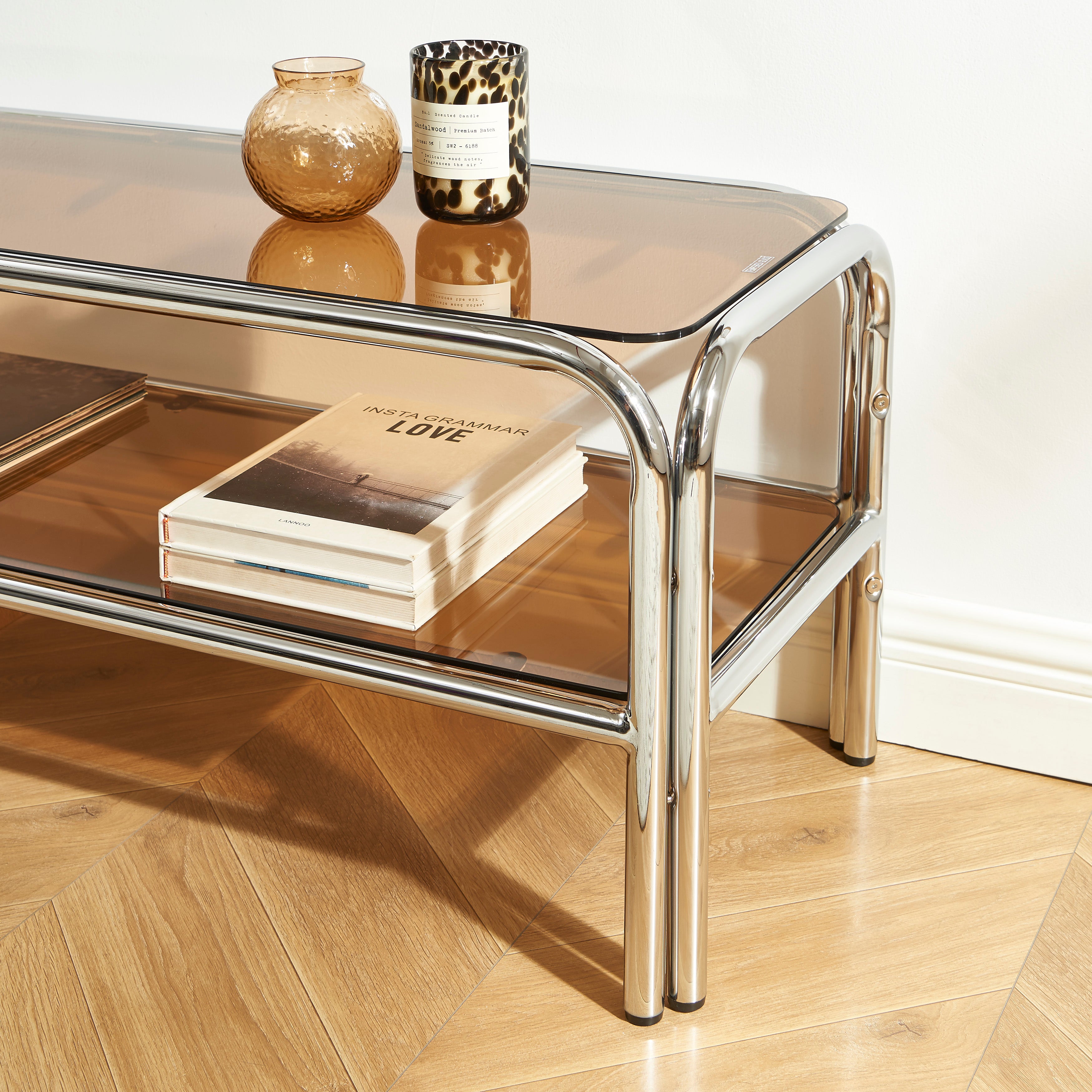 Maggy - Mueble de TV - Cristal templado - Naranja