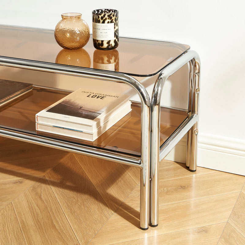 Meuble TV Maggy - Verre Trempé Orange Foncé - 120cm