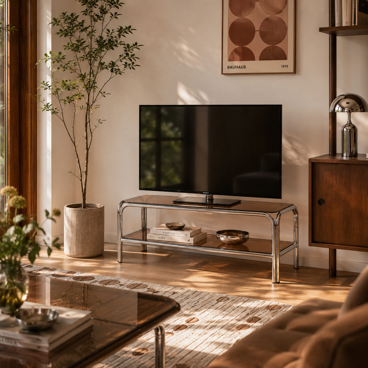 Maggy - Mueble de TV - Cristal templado - Naranja