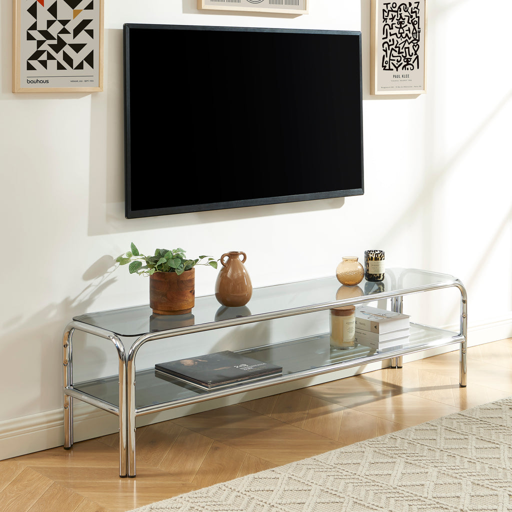 Maggy - Meuble Tv - Verre Trempé - Noir