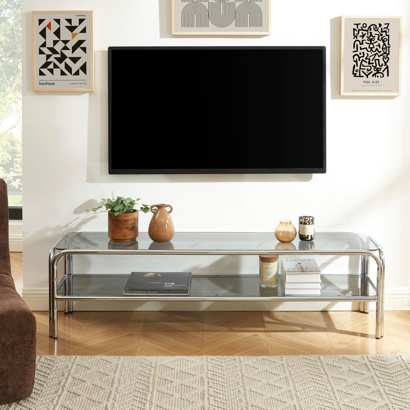Meuble Tv Maggy - Verre Trempé Noir - 160cm