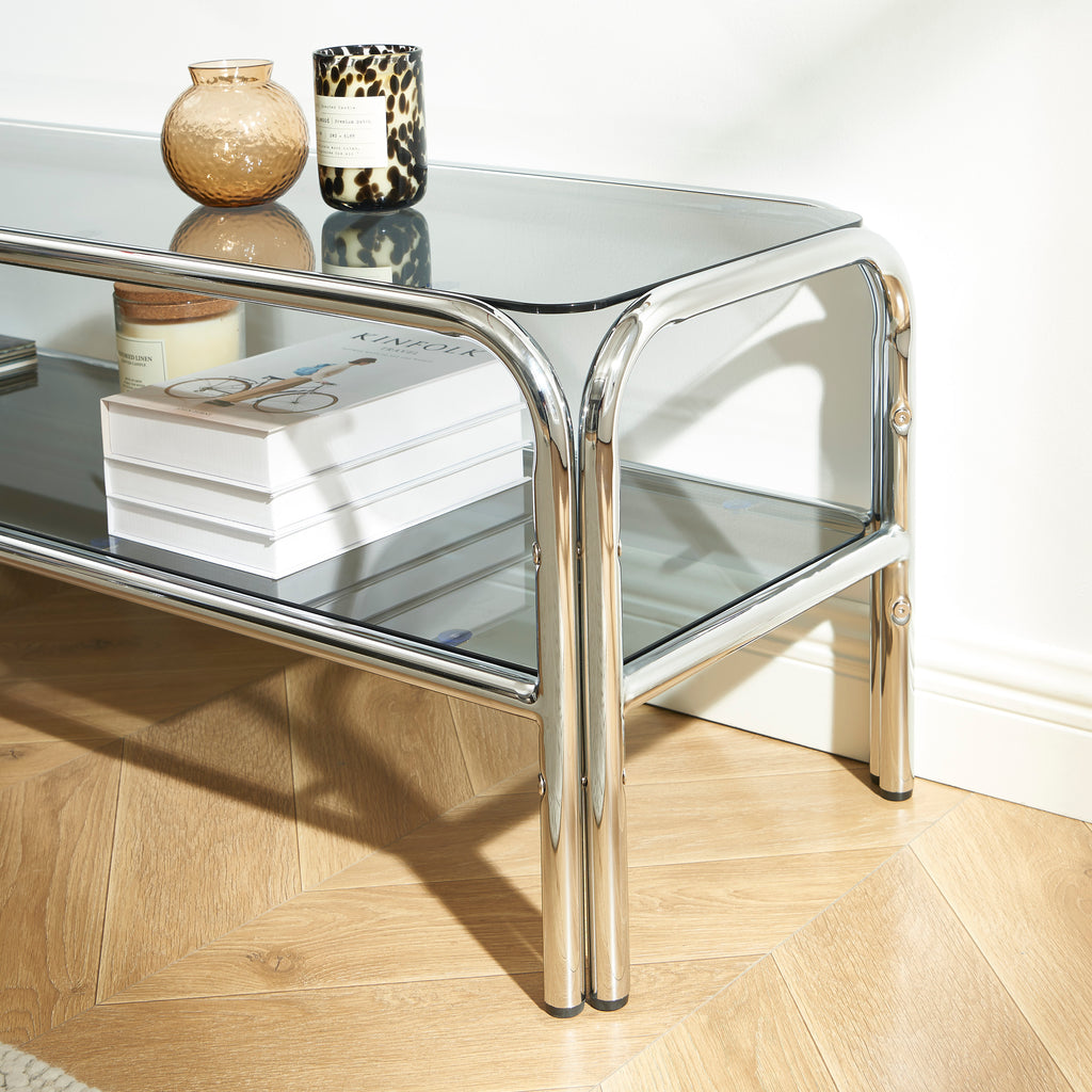 Maggy - Meuble Tv - Verre Trempé - Noir
