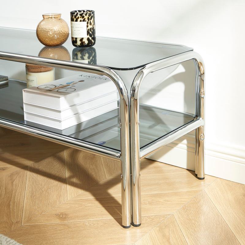 Meuble Tv Maggy - Verre Trempé Noir - 160cm