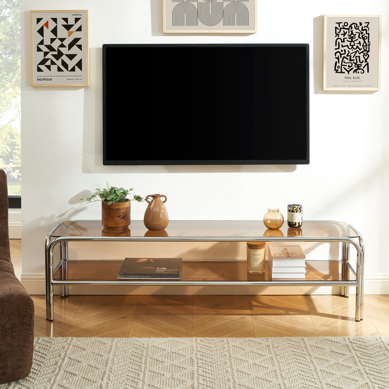 Meuble TV Maggy - Verre Trempé Orange - 160cm