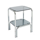 Maggy - Table De Chevet - Verre Trempé - Noir Structure En Chrome