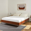 Lit Maggy - Placage Noyer Et Pieds Métal Chromé - Sommier Inclus