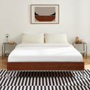 Lit Maggy - Placage Noyer Et Pieds Métal Chromé - Sommier Inclus