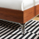Lit Maggy - Placage Noyer Et Pieds Métal Chromé - Sommier Inclus
