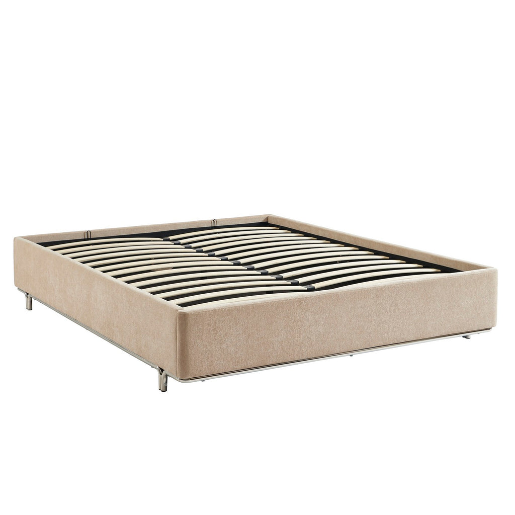 Maggy - Cama - Bouclé - Beige Y Patas Metal Negro