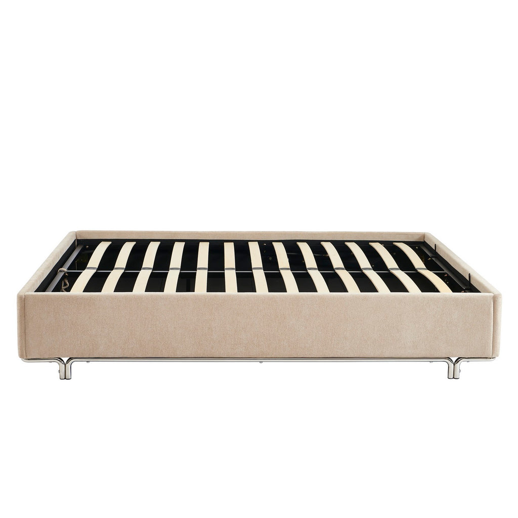 Maggy - Cama - Bouclé - Beige Y Patas Metal Negro