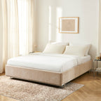 Maggy - Cama - Bouclé - Beige Y Patas Metal Negro