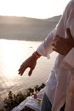 Pulsera Tangon - Tablero de ajedrez naranja y blanco