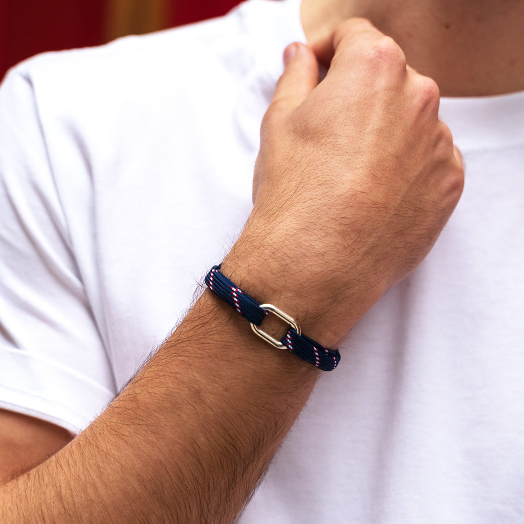 Pulsera Tilla - Azul Marino Moteado Blanco Y Rojo
