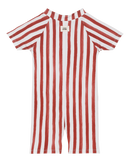 Mono corto anti-UV Lulu Ladrillo Rayas Rojas