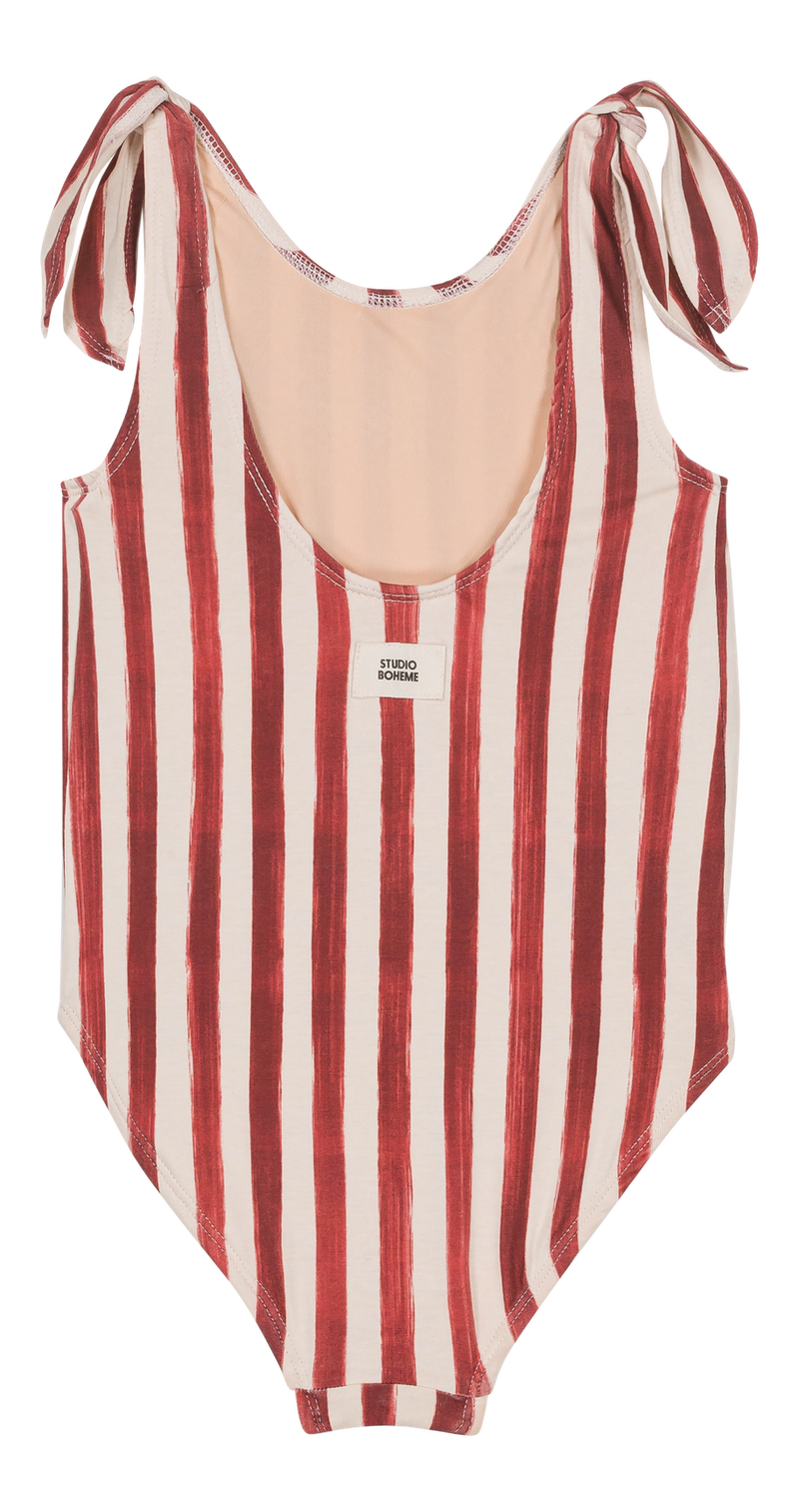 Roberta 1 Piece Swimsuit Brick Red Stripes