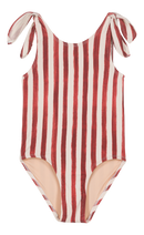 Roberta 1 Piece Swimsuit Brick Red Stripes