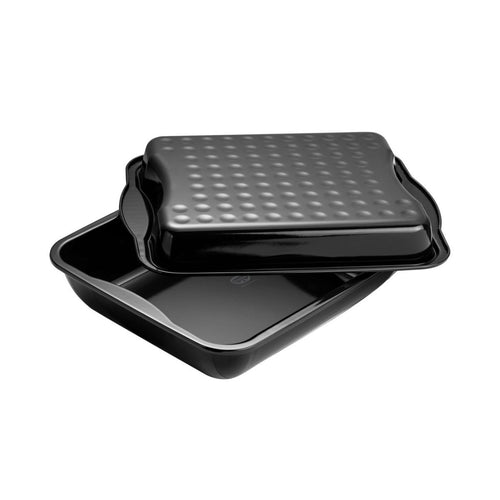 Dr Oetker - Plat À Four Avec Couvercle En Acier Émaillé 42 X 34 Cm Dr. Oetker Back-Idee Kreativ - Noir