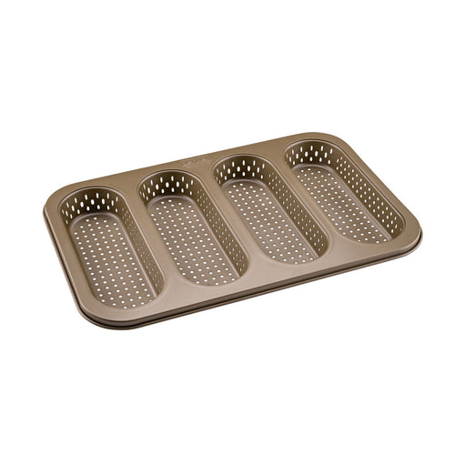 Zenker - Moule À Pain Perforé 4 Mini Baguettes 33 X 22 Cm Zenker Mojave Gold - Or