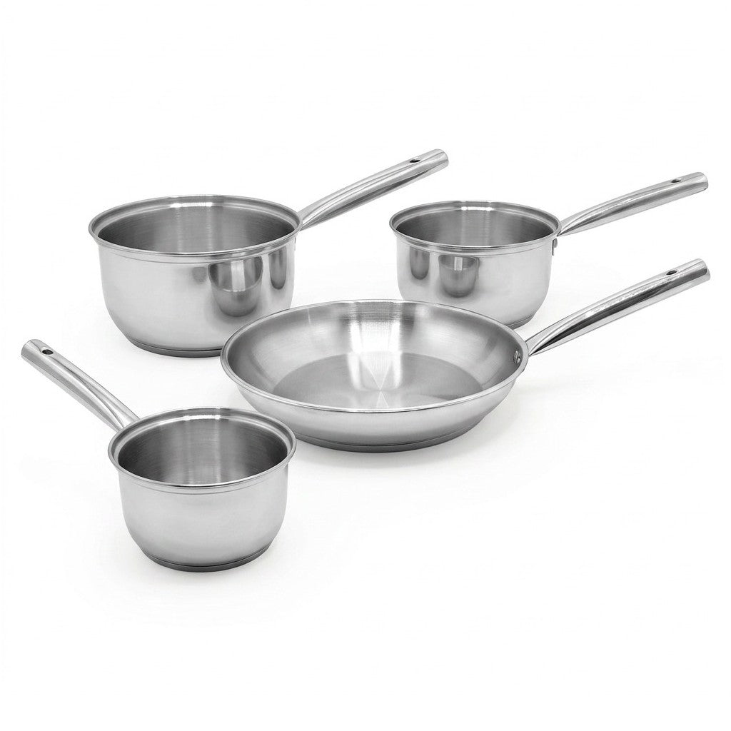 Set De 3 Cazos Y Sartén De Acero Inoxidable Fackelmann Rhona - Gris