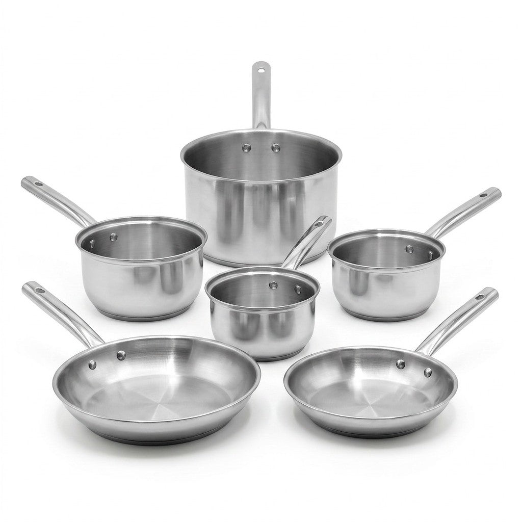 Set Of 4 Saucepans And 2 Frying Pans In Stainless Steel Fackelmann Rhona - Grey