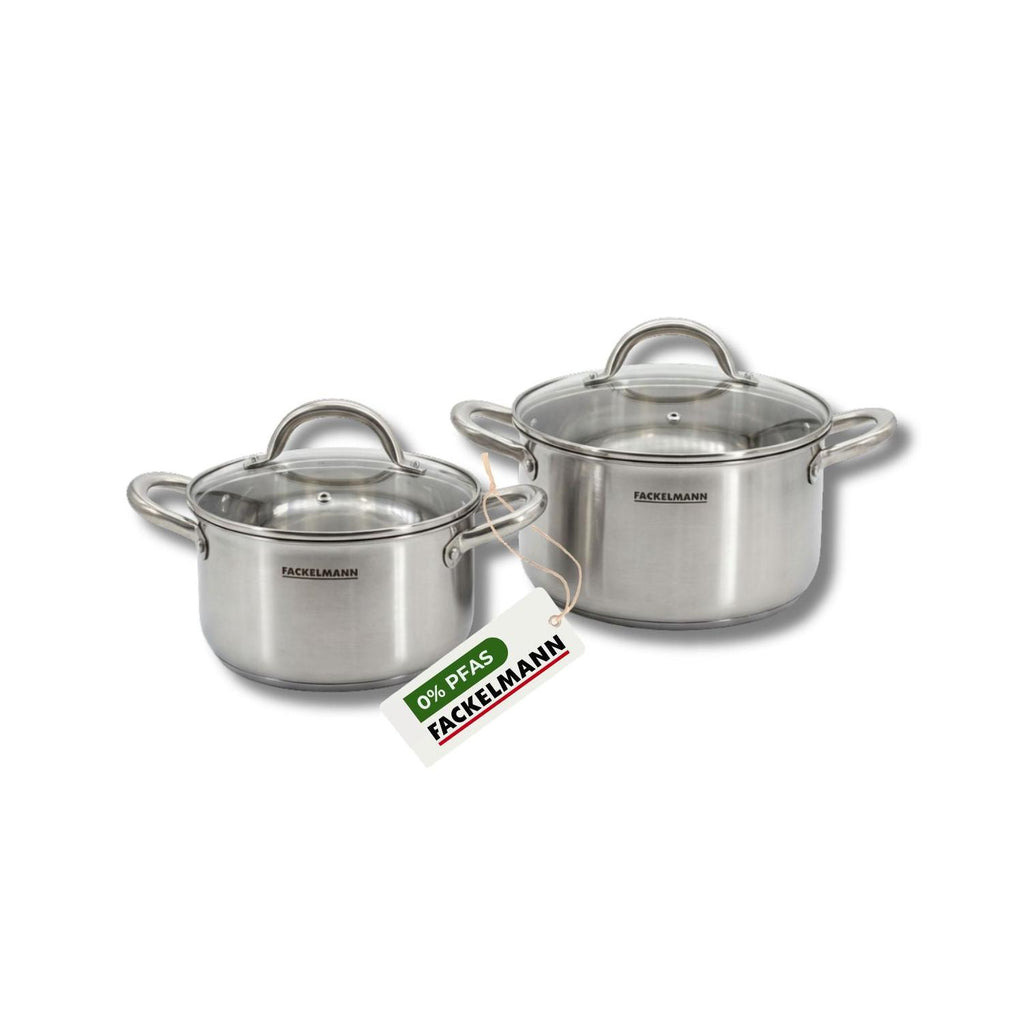 Batterie De Cuisine Avec 2 Faitouts En Inox Sans Pfas Fackelmann Vita3 - Gris