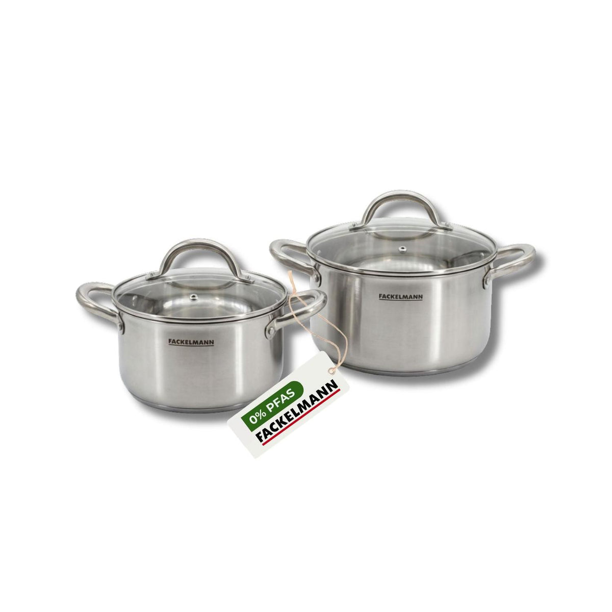 Batterie De Cuisine Avec 2 Faitouts En Inox Sans Pfas Fackelmann Vita3 - Gris