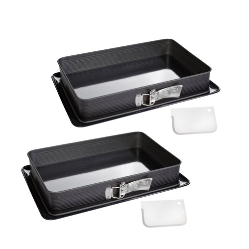 Zenker - Ensemble De 2 Moules À Charnière Rectangulaire En Acier Émaillé Et Sa Spatule 42 X 29 Cm Zenker Deluxe - Noir