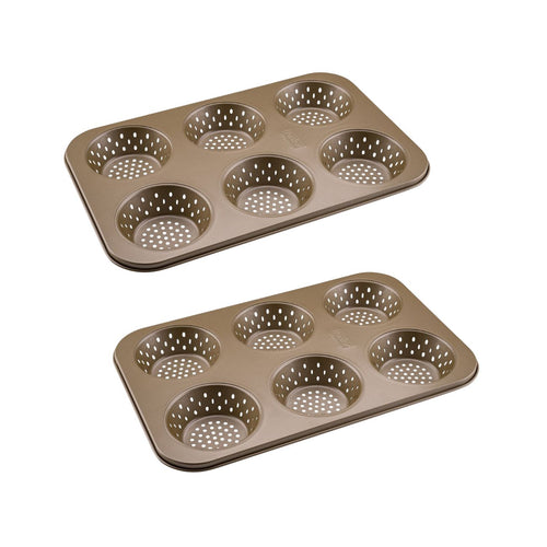 Zenker - Ensemble De 2 Moules À Petits Pains Individuels Ronds 6 Empreintes 33 X 22 Cm Zenker Mojave Gold - Or