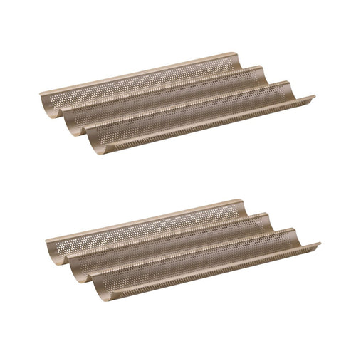 Zenker - Lot De 2 Moules À Gâteaux 38,5/24,6/3 Cm En Acier Zenker Mojave Gold - Or