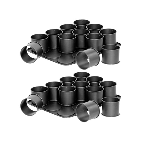 Zenker - Ensemble De 2 Plaques Pâtisserie 12 Mini Moules Ronds Amovibles 38 X 30 Cm Zenker Black Metallic - Noir