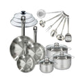 Batterie De Cuisine 3 Poêles Et Couvercles, 3 Faitouts Et 6 Ustensiles Fackelmann Eterna - Inox
