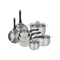 Batteria Da Cucina Con 2 Padelle, 3 Casseruole E 3 Pentole Senza Pfas Fackelmann Généva Lucido - Inox/Nero