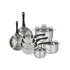 Batteria Da Cucina Con 2 Padelle, 3 Casseruole E 3 Pentole Senza Pfas Fackelmann Généva Lucido - Inox/Nero