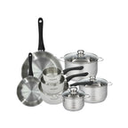 Batería De Cocina Con 2 Sartenes 3 Cazos Y 3 Cacerolas De Acero Inoxidable Sin Pfas Fackelmann Généva Brillant - Inox/Negro