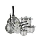 Batería De Cocina Con 2 Sartenes 3 Cazos Y 3 Cacerolas De Acero Inoxidable Sin Pfas Fackelmann Généva Brillant - Inox/Negro