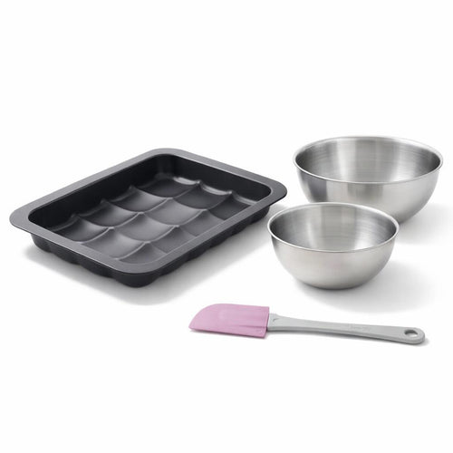 Zenker - Lot Avec 1 Moule 12 Mini Pains 36 X 27 Cm, 1 Spatule Zenker Et 2 Bols À Mixer En Inox Fackelmann - Noir