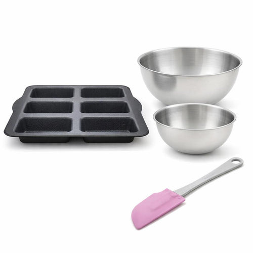 Zenker - Set À Pâtisserie 1 Moule À Financiers En Silicone Fibre De Verre, 2 Bols À Mixer Et 1 Spatule Zenker Silicone - Noir|Gris
