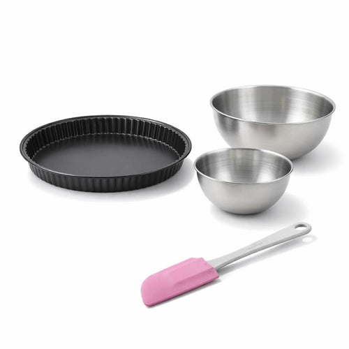 Zenker - Set Pâtisserie Avec Moule À Quiche Lorraine 30 Cm, 2 Bols À Mixer Et 1 Spatule Zenker - Noir