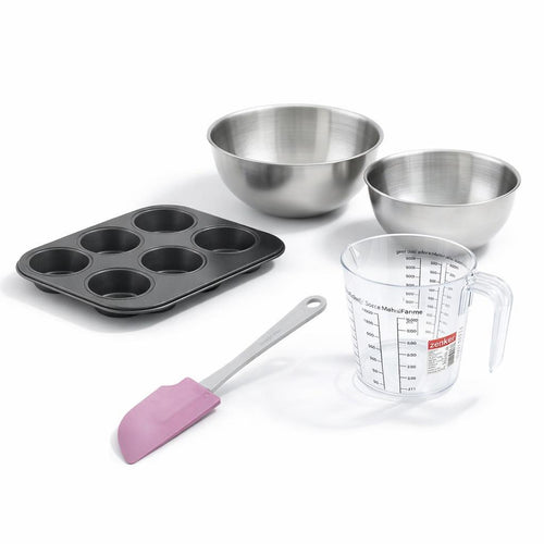 Zenker - Set Pâtisserie Avec Moule À Muffins 6 Empreintes 28 Cm, 2 Bols À Mixer, Verre Mesureur Et Spatule Zenker - Noir